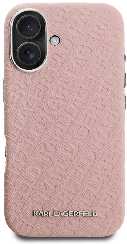Dėklas Karl Lagerfeld FW Stamped Karl MagSafe iPhone 16 Case - Rožinė