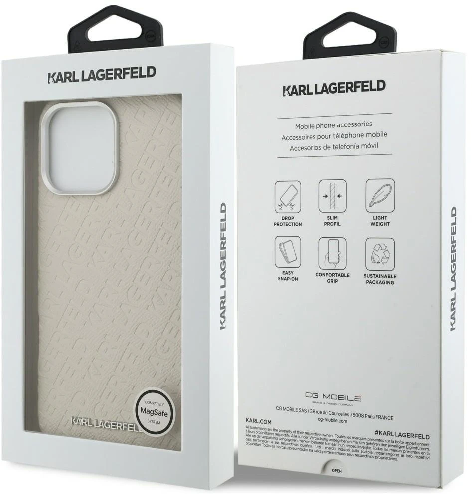 Dėklas Karl Lagerfeld FW Stamped Karl MagSafe Case for iPhone 16 Pro Max - rusvai gelsvas