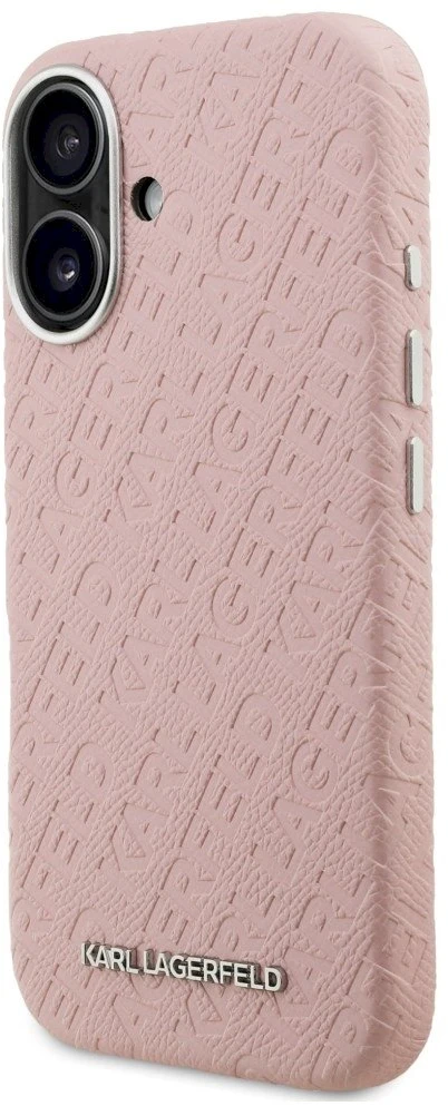 Dėklas Karl Lagerfeld FW Stamped Karl MagSafe iPhone 16 Case - Rožinė