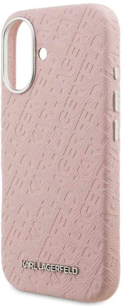 Dėklas Karl Lagerfeld FW Stamped Karl MagSafe iPhone 16 Case - Rožinė