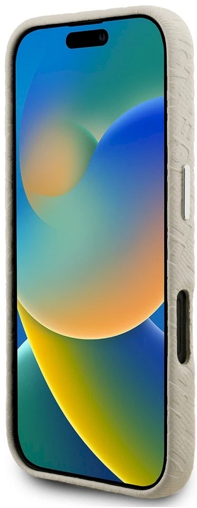 Dėklas Karl Lagerfeld FW Stamped Karl MagSafe iPhone 16 Case - rusvai gelsvas