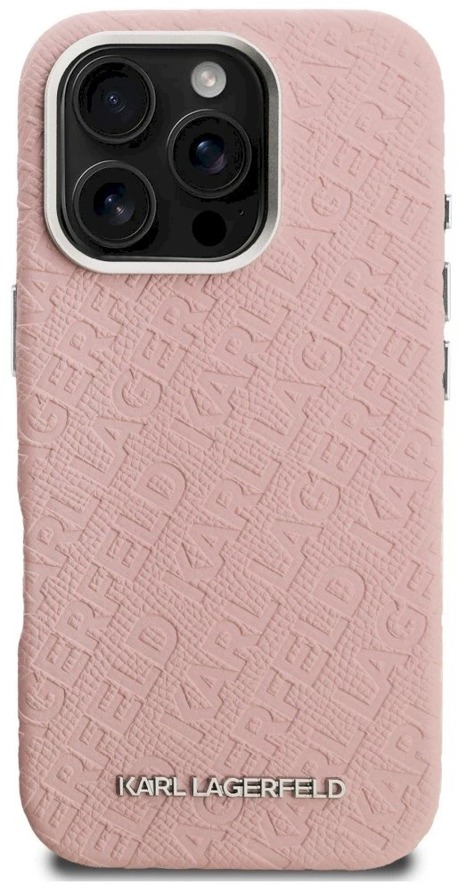 Dėklas Karl Lagerfeld FW Stamped Karl MagSafe Case for iPhone 16 Pro - Rožinė