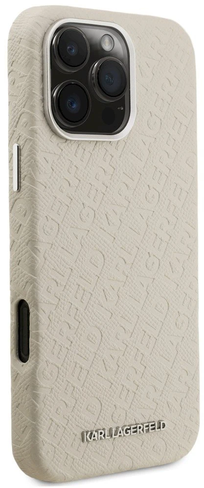 Dėklas Karl Lagerfeld FW Stamped Karl MagSafe Case for iPhone 16 Pro Max - rusvai gelsvas