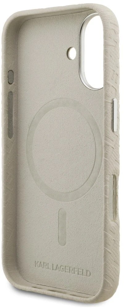 Dėklas Karl Lagerfeld FW Stamped Karl MagSafe iPhone 16 Case - rusvai gelsvas
