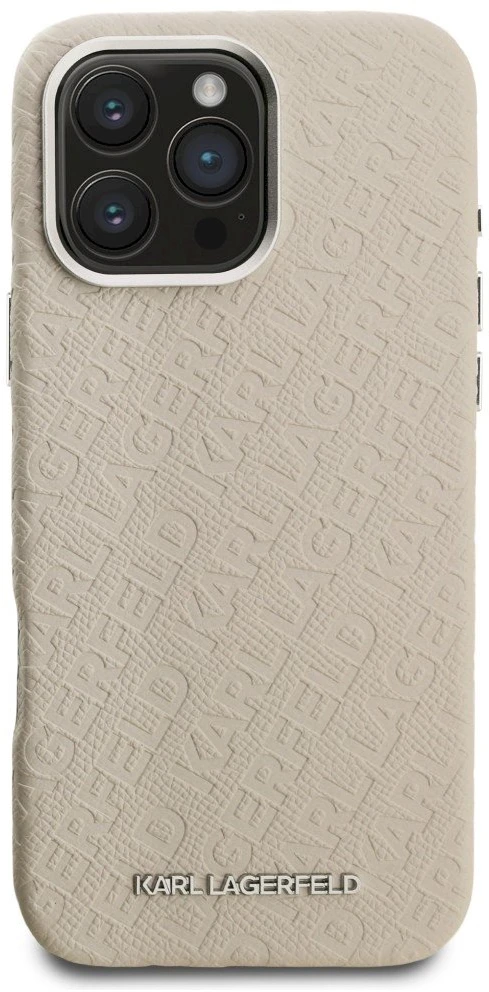 Dėklas Karl Lagerfeld FW Stamped Karl MagSafe Case for iPhone 16 Pro Max - rusvai gelsvas