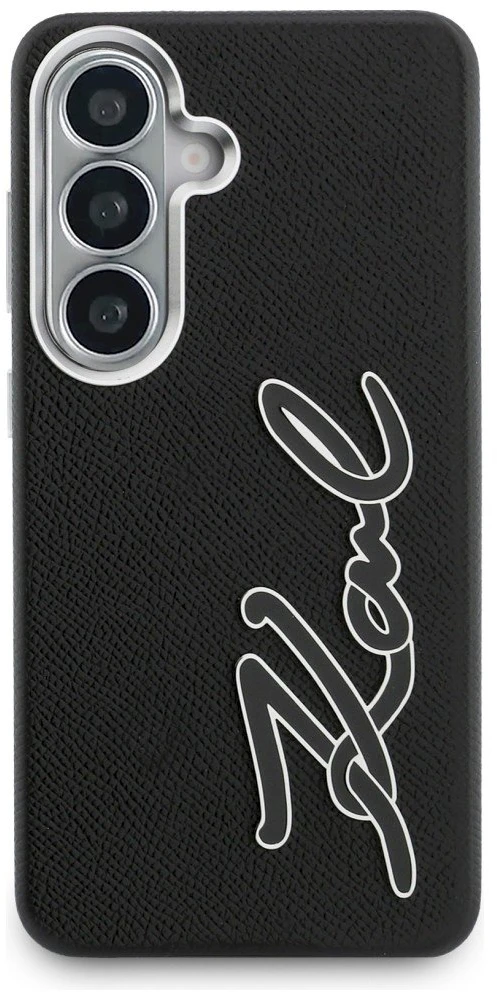 Dėklas Karl Lagerfeld Grained Signature Metal Resin Logo Samsung Galaxy S26 juodos spalvos