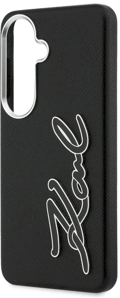 Dėklas Karl Lagerfeld Grained Signature Metal Resin Logo Samsung Galaxy S26 juodos spalvos
