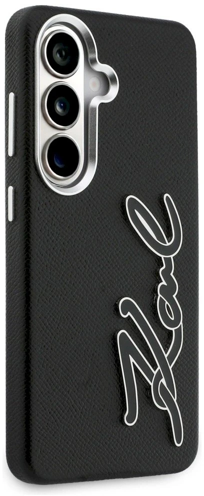 Dėklas Karl Lagerfeld Grained Signature Metal Resin Logo Samsung Galaxy S26 juodos spalvos