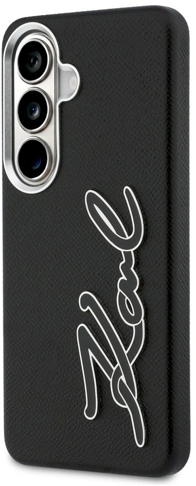 Dėklas Karl Lagerfeld Grained Signature Metal Resin Logo Samsung Galaxy S26 juodos spalvos