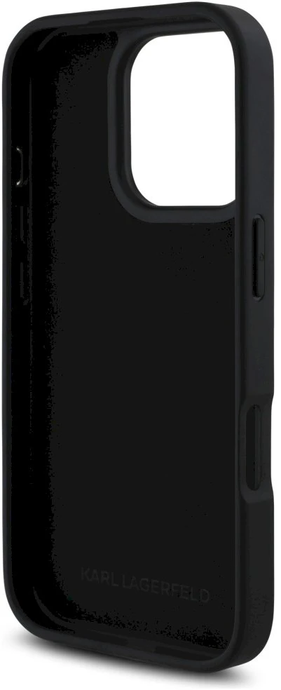 Karl Lagerfeld HC Grained PU Cardslot metalinis pailgas dėklas, skirtas iPhone 16 Pro Max - Juodas