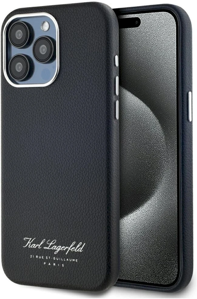 Dėklas Karl Lagerfeld hotel RSG iPhone 15 Pro juodos spalvos