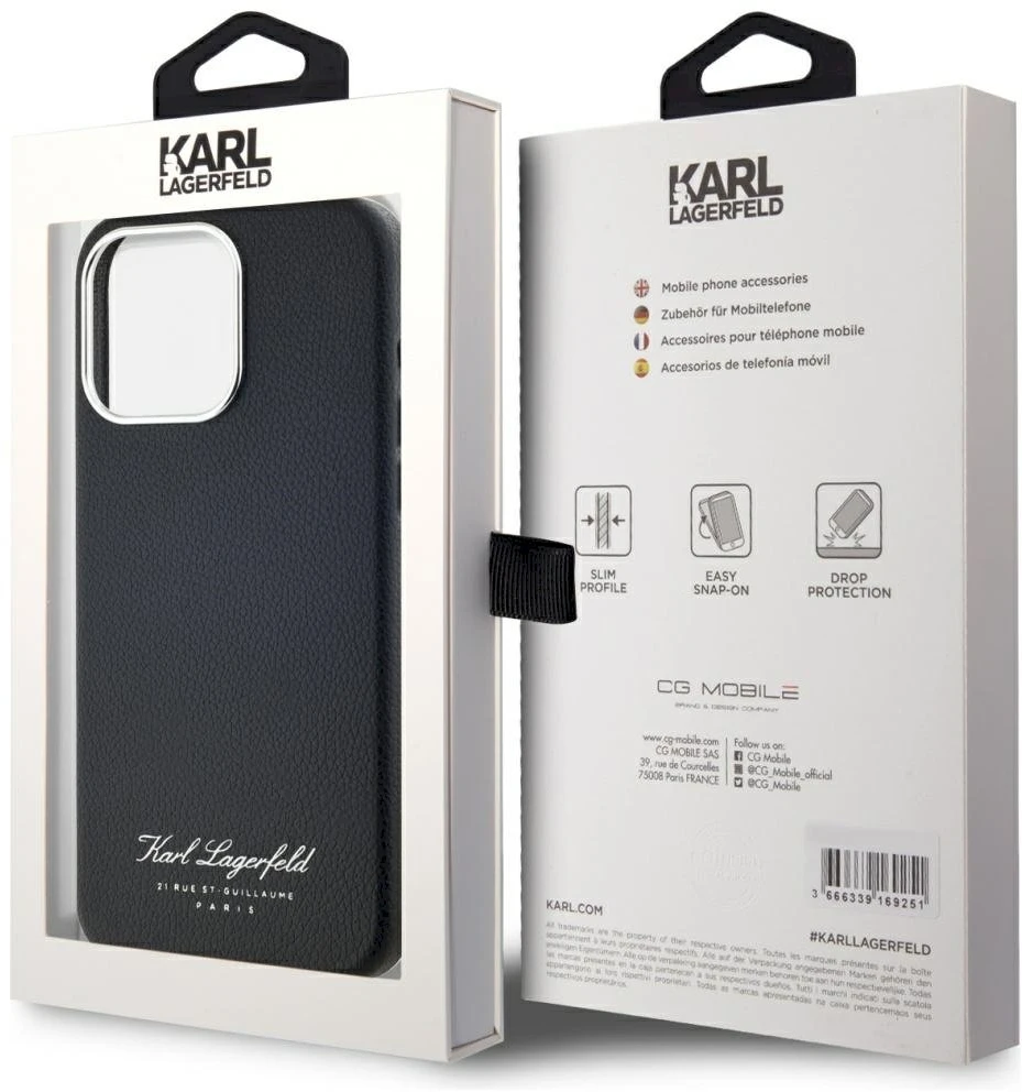 Dėklas Karl Lagerfeld hotel RSG iPhone 15 Pro juodos spalvos