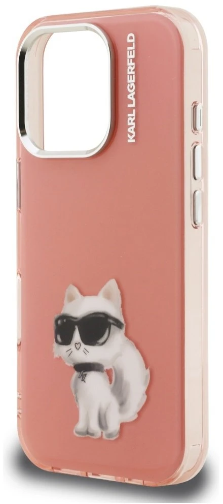Dėklas Karl Lagerfeld IML Aquarelle Choupette & Logo iPhone 16 Pro Case - Rožinė