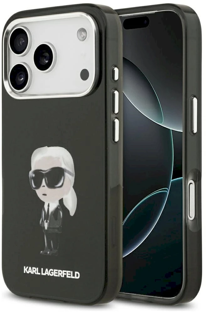 Karl Lagerfeld IML Aquarelle Karl & Logo MagSafe dėklas Apple iPhone 17 Pro juodos spalvos