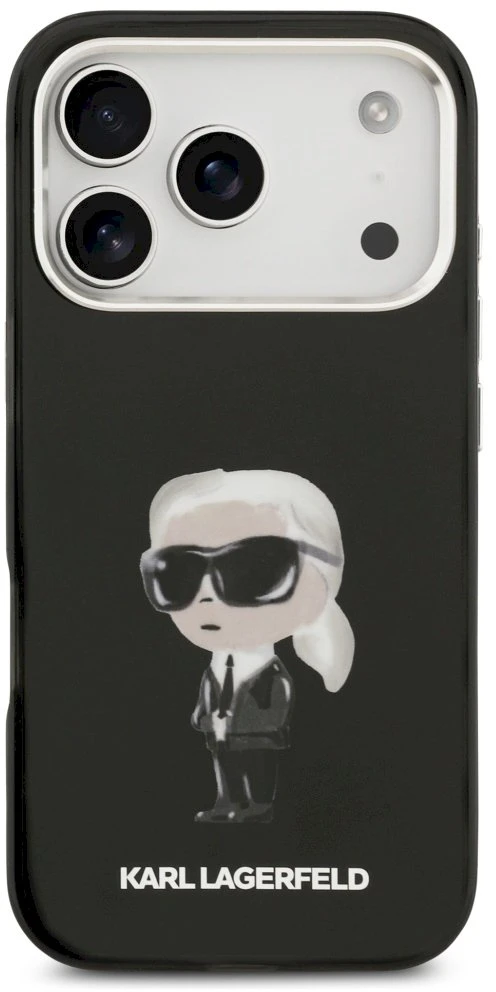 Karl Lagerfeld IML Aquarelle Karl & Logo MagSafe dėklas Apple iPhone 17 Pro juodos spalvos