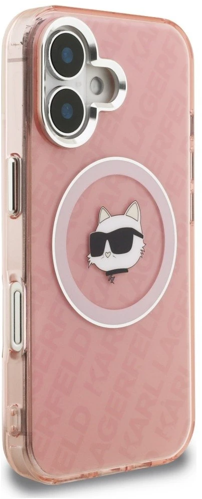 Dėklas Karl Lagerfeld IML Choupette Head Logo MagSafe iPhone 16 Case - Rožinė