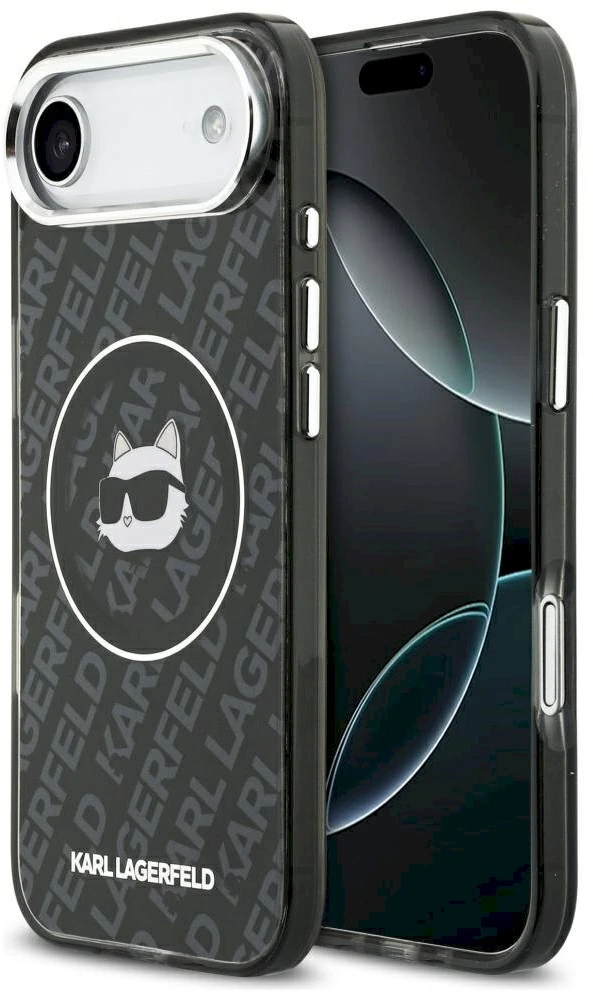 Karl Lagerfeld IML Choupette Head Logo MagSafe dėklas Apple iPhone Air juodos spalvos