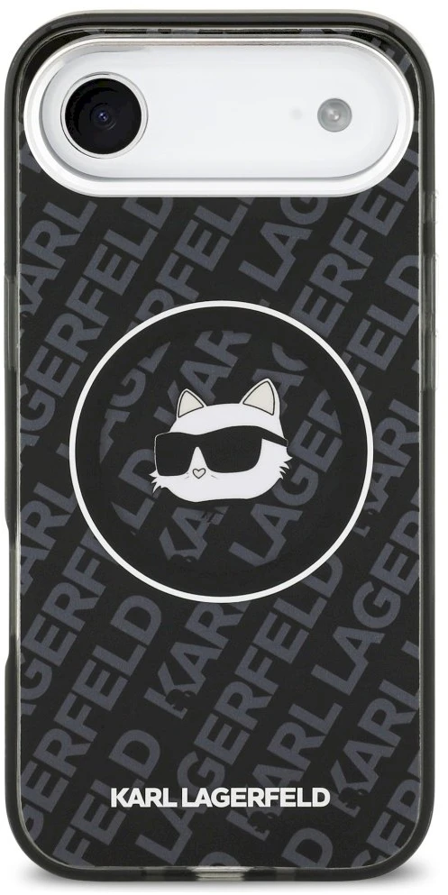 Karl Lagerfeld IML Choupette Head Logo MagSafe dėklas Apple iPhone Air juodos spalvos