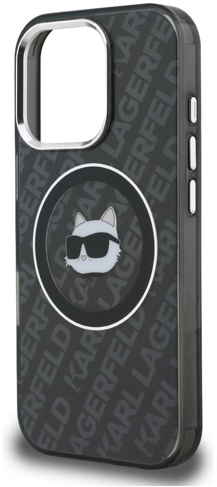 Karl Lagerfeld IML Choupette Head Logo MagSafe dėklas iPhone 16 Pro Max - Juodas