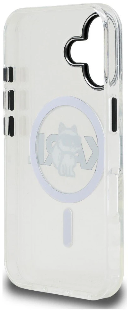 Originalus dėklas Karl Lagerfeld IML Choupette Sketch Logo Magsafe dėklas Apple iPhone 17 skaidrus