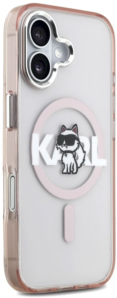 Karl Lagerfeld dėklas, skirtas IPHONE 17, suderinamas su „MagSafe KLHMP17SHGCHGKBP“ (IML Choupette eskizo logotipas), rožinis
