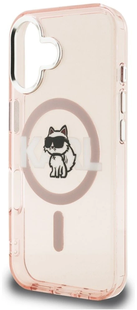 Dėklas Karl Lagerfeld IML Choupette Sketch Logo MagSafe iPhone 16 Case - Rožinė