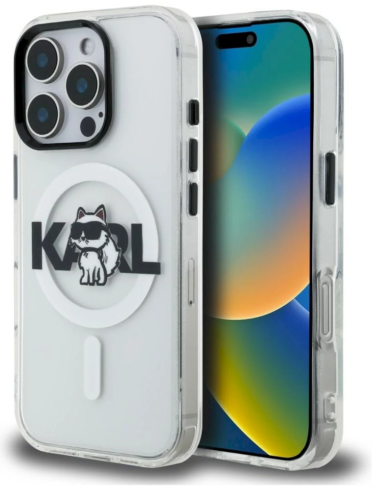 „Karl Lagerfeld IML Choupette Sketch Logo MagSafe“ dėklas, skirtas „iPhone 16 Pro Max“ – skaidrus