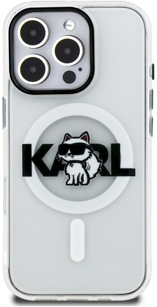 „Karl Lagerfeld IML Choupette Sketch Logo MagSafe“ dėklas, skirtas „iPhone 16 Pro Max“ – skaidrus