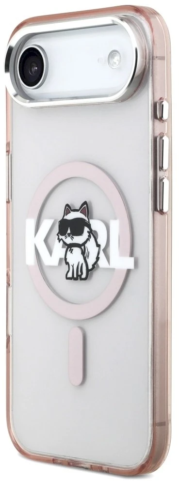 Karl Lagerfeld IML Choupette Sketch Logo MagSafe dėklas Apple iPhone Air rožinės spalvos