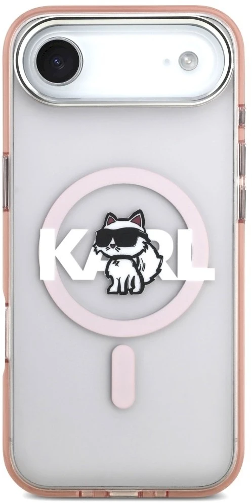Karl Lagerfeld IML Choupette Sketch Logo MagSafe dėklas Apple iPhone Air rožinės spalvos