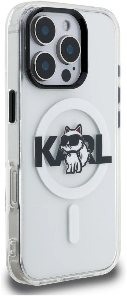 „Karl Lagerfeld IML Choupette Sketch Logo MagSafe“ dėklas, skirtas „iPhone 16 Pro“ – skaidrus