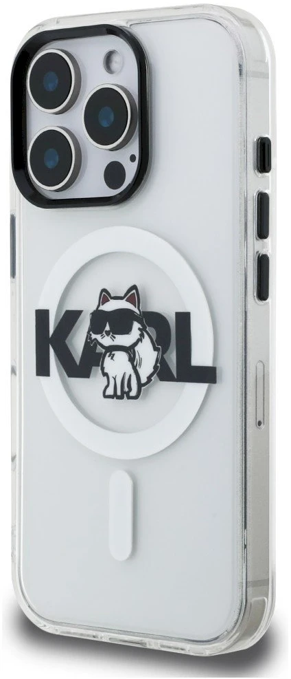 „Karl Lagerfeld IML Choupette Sketch Logo MagSafe“ dėklas, skirtas „iPhone 16 Pro Max“ – skaidrus