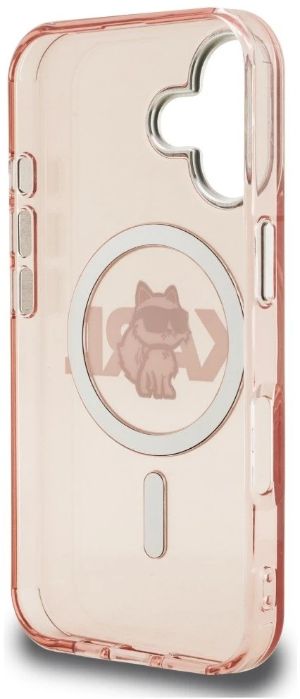 Dėklas Karl Lagerfeld IML Choupette Sketch Logo MagSafe iPhone 16 Case - Rožinė