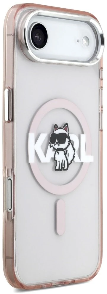 Karl Lagerfeld IML Choupette Sketch Logo MagSafe dėklas Apple iPhone Air rožinės spalvos