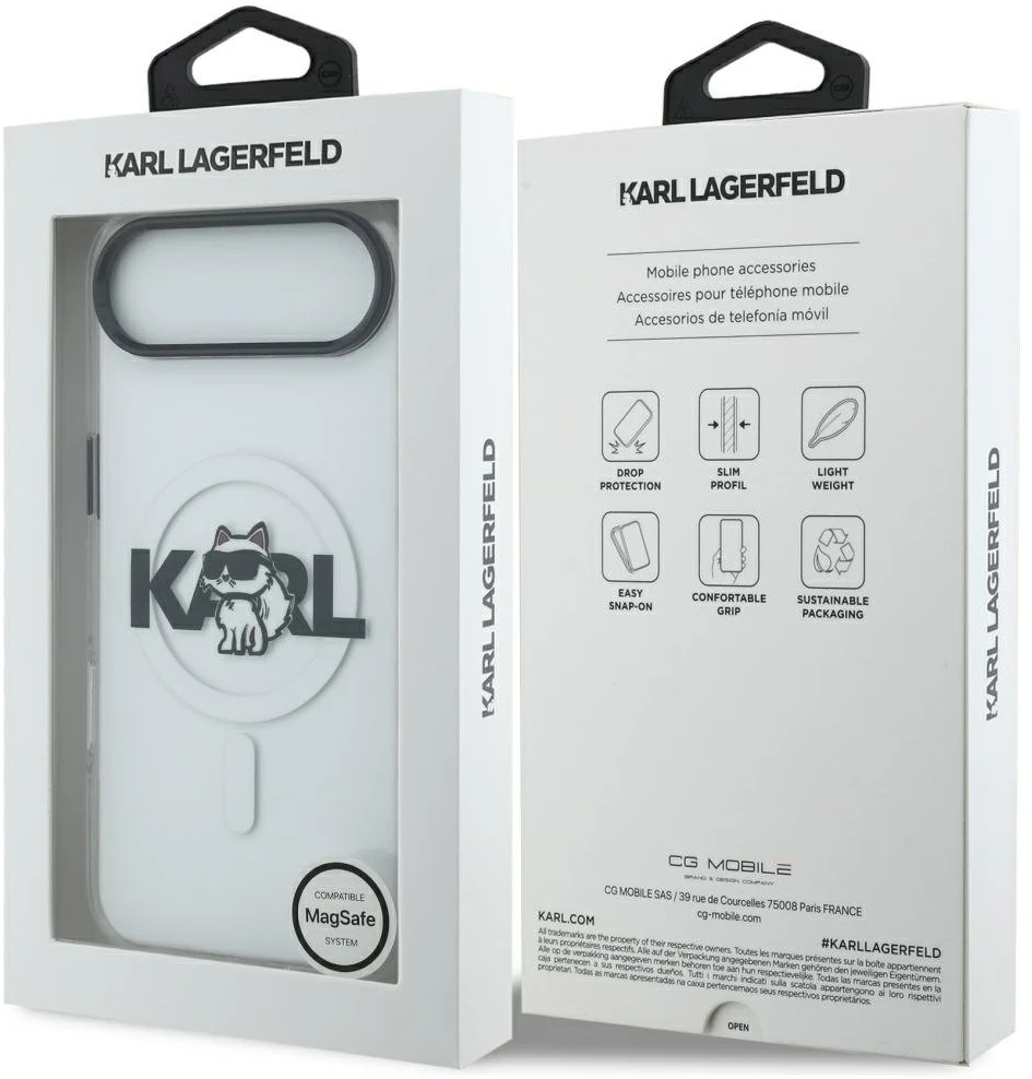Karl Lagerfeld IML Choupette Sketch Logo MagSafe dėklas skirtas Apple iPhone Air Clear