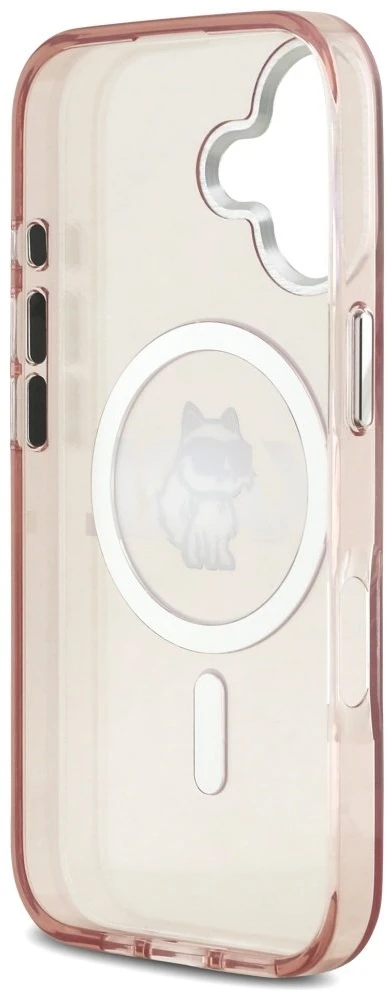 Karl Lagerfeld dėklas, skirtas IPHONE 17, suderinamas su „MagSafe KLHMP17SHGCHGKBP“ (IML Choupette eskizo logotipas), rožinis