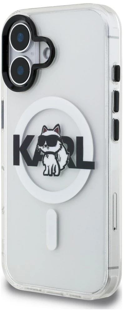 Originalus dėklas Karl Lagerfeld IML Choupette Sketch Logo Magsafe dėklas Apple iPhone 17 skaidrus