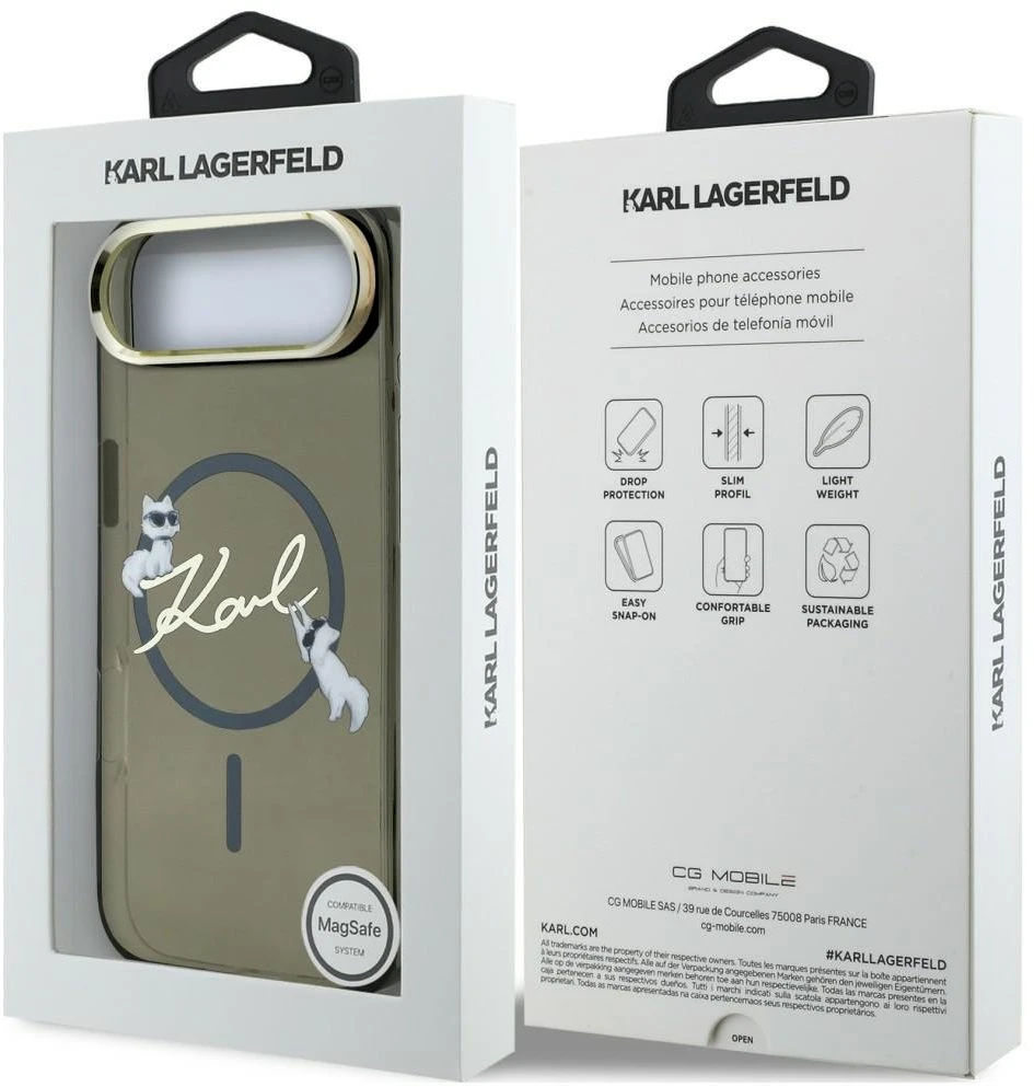 Dėklas Karl Lagerfeld IML Choupettes Karl Script Logo MagSafe iPhone Air Case - Juodas