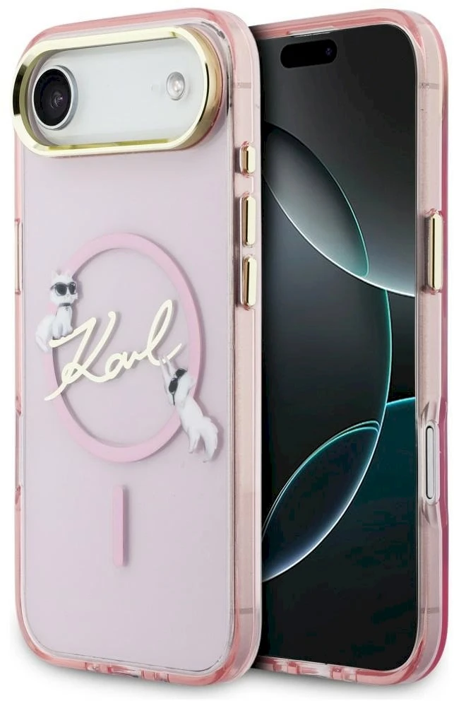 Dėklas Karl Lagerfeld IML Choupettes Karl Script Logo MagSafe iPhone Air Case - Rožinė
