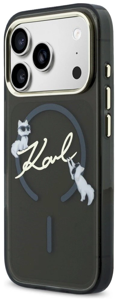 Dėklas Karl Lagerfeld IML Choupettes Karl Script Logo MagSafe Case for iPhone 17 Pro Max - Juodas