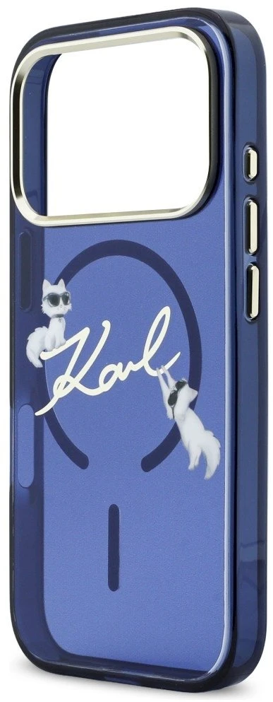 „Karl Lagerfeld IML Choupettes Karl Script Logo MagSafe“ dėklas, skirtas „iPhone 17 Pro“ - Mėlyna