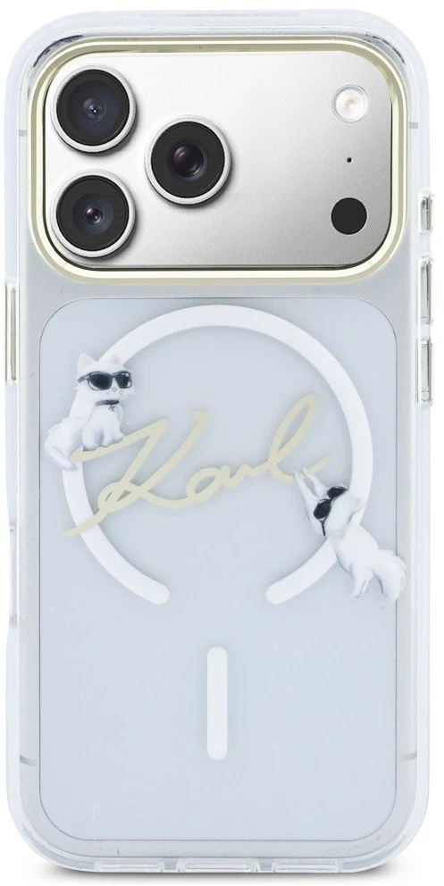 „Karl Lagerfeld IML Choupettes Karl Script Logo MagSafe“ dėklas, skirtas „iPhone 17 Pro“ – skaidrus