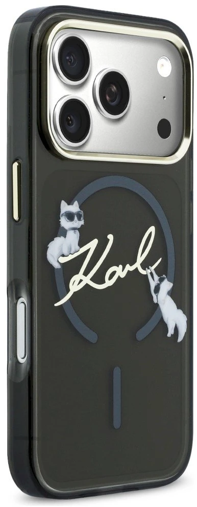 Dėklas Karl Lagerfeld IML Choupettes Karl Script Logo MagSafe Case for iPhone 17 Pro - Juodas