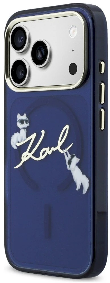 „Karl Lagerfeld IML Choupettes Karl Script Logo MagSafe“ dėklas, skirtas „iPhone 17 Pro“ - Mėlyna
