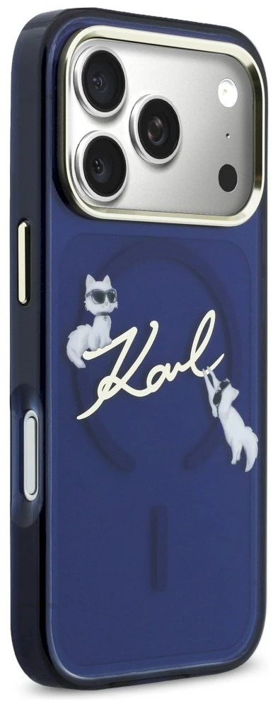 „Karl Lagerfeld IML Choupettes Karl Script Logo MagSafe“ dėklas, skirtas „iPhone 17 Pro“ - Mėlyna
