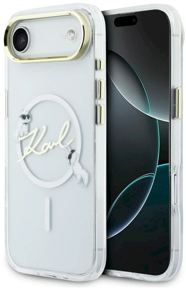 Karl Lagerfeld IML Choupettes Karl Script Logo MagSafe iPhone Air dėklas – skaidrus