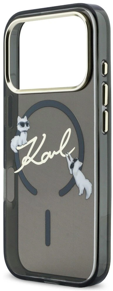 Dėklas Karl Lagerfeld IML Choupettes Karl Script Logo MagSafe Case for iPhone 17 Pro Max - Juodas
