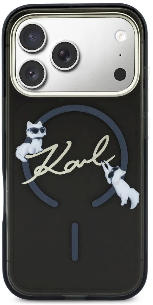 Dėklas Karl Lagerfeld IML Choupettes Karl Script Logo MagSafe Case for iPhone 17 Pro - Juodas