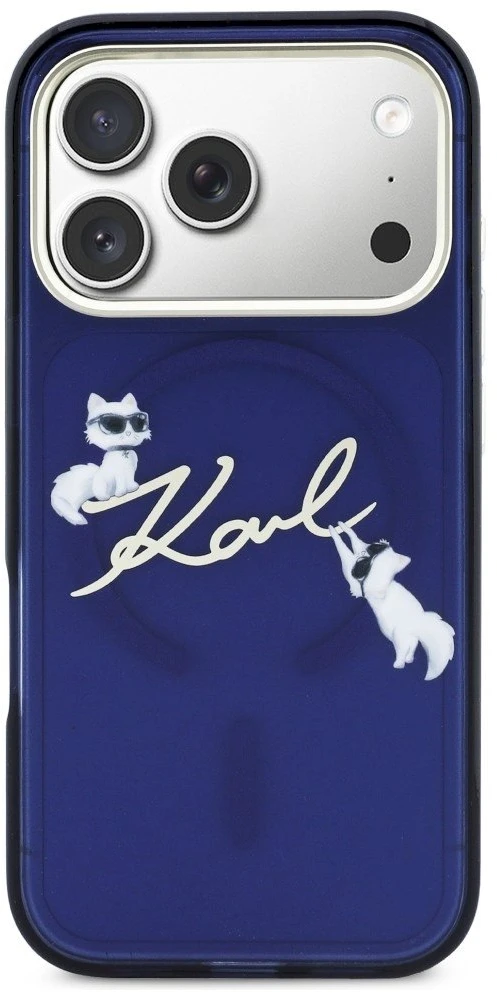 „Karl Lagerfeld IML Choupettes Karl Script Logo MagSafe“ dėklas, skirtas „iPhone 17 Pro“ - Mėlyna