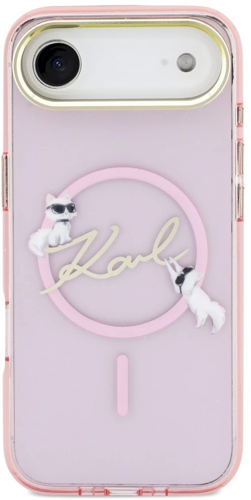 Dėklas Karl Lagerfeld IML Choupettes Karl Script Logo MagSafe iPhone Air Case - Rožinė